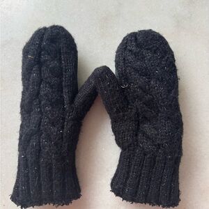 Cozy Black Knit Mittens